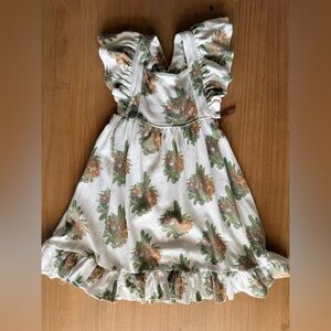 Kate Quinn Green and Cream Floral Kids Dress